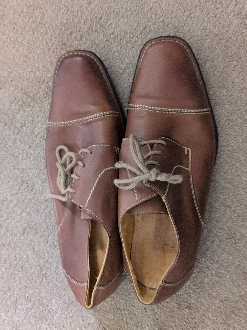 Sandro Moscoloni Mens Brown Leather Oxford Lace Up Derby Shoes